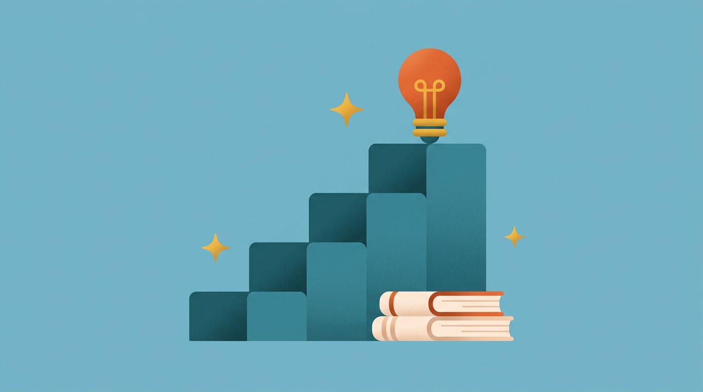 Illustratie van een stappenplan voor AI-implementatie in een KMO, met doelen, tools, team en resultaten