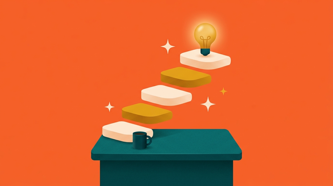 Illustratie van vijf adoptiefasen van AI in een Vlaamse KMO