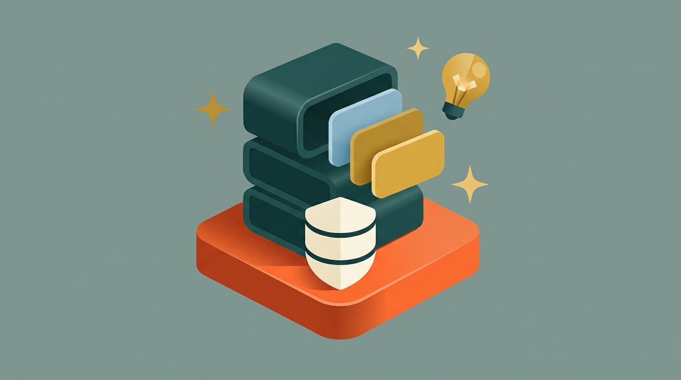 Illustratie van een ondernemer die Europese AI-tools vergelijkt op een scherm met EU-vlag en datacenter-iconen