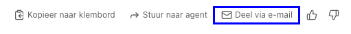 De knop Deel via e-mail onderaan de output van een agent