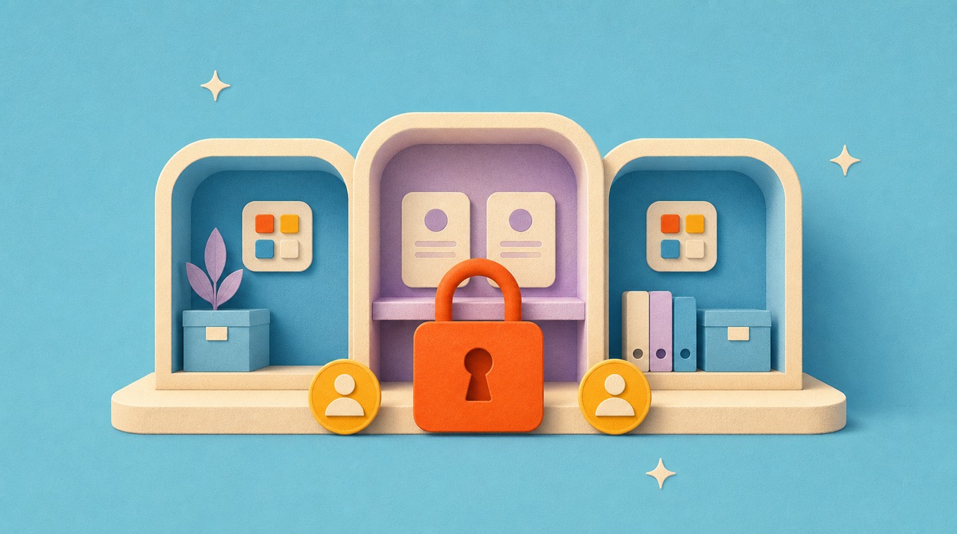 Illustratie van een privé departement met beveiligde toegang tot AI-agents