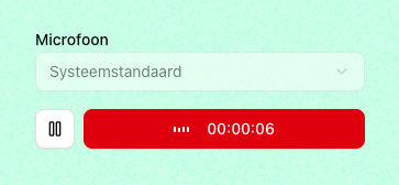 Pauzeknop naast de timer tijdens een meetingopname