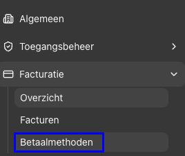 Betaalmethoden in de Admin-omgeving