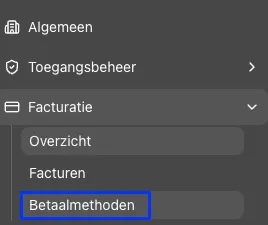 Betaalmethoden in de Admin-omgeving