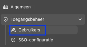 De sectie Gebruikers onder Toegangsbeheer in de Admin-omgeving