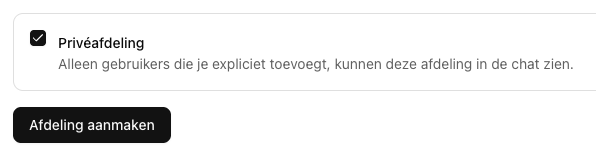 De optie Privéafdeling bij het aanmaken van een departement