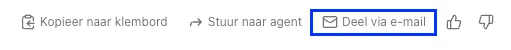 De knop Deel via e-mail onderaan de output van een agent