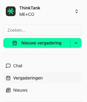 Nieuwe vergadering starten vanuit de sidebar