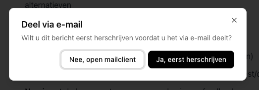 Kiezen tussen de mailclient openen of het bericht eerst herschrijven