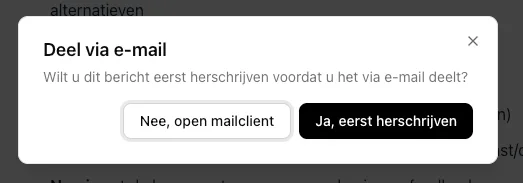 Kiezen tussen de mailclient openen of het bericht eerst herschrijven