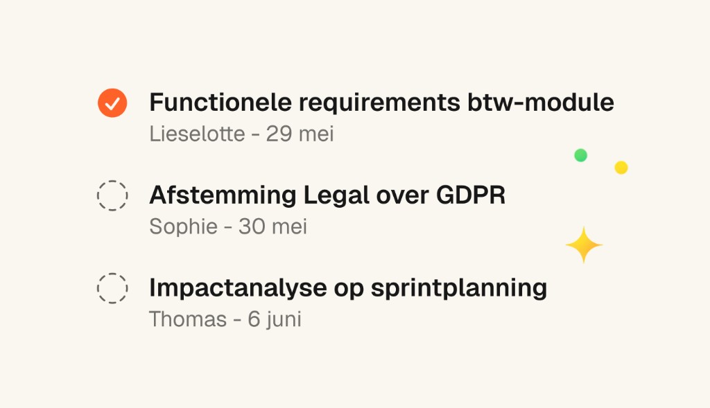 Open actiepunten en opvolging in ThinkTank