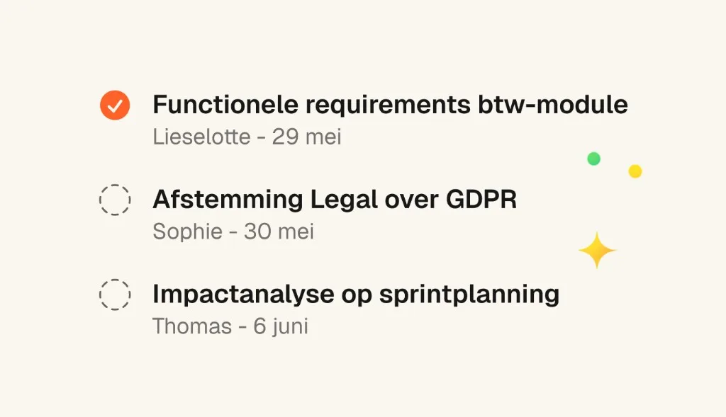 Open actiepunten en opvolging in ThinkTank