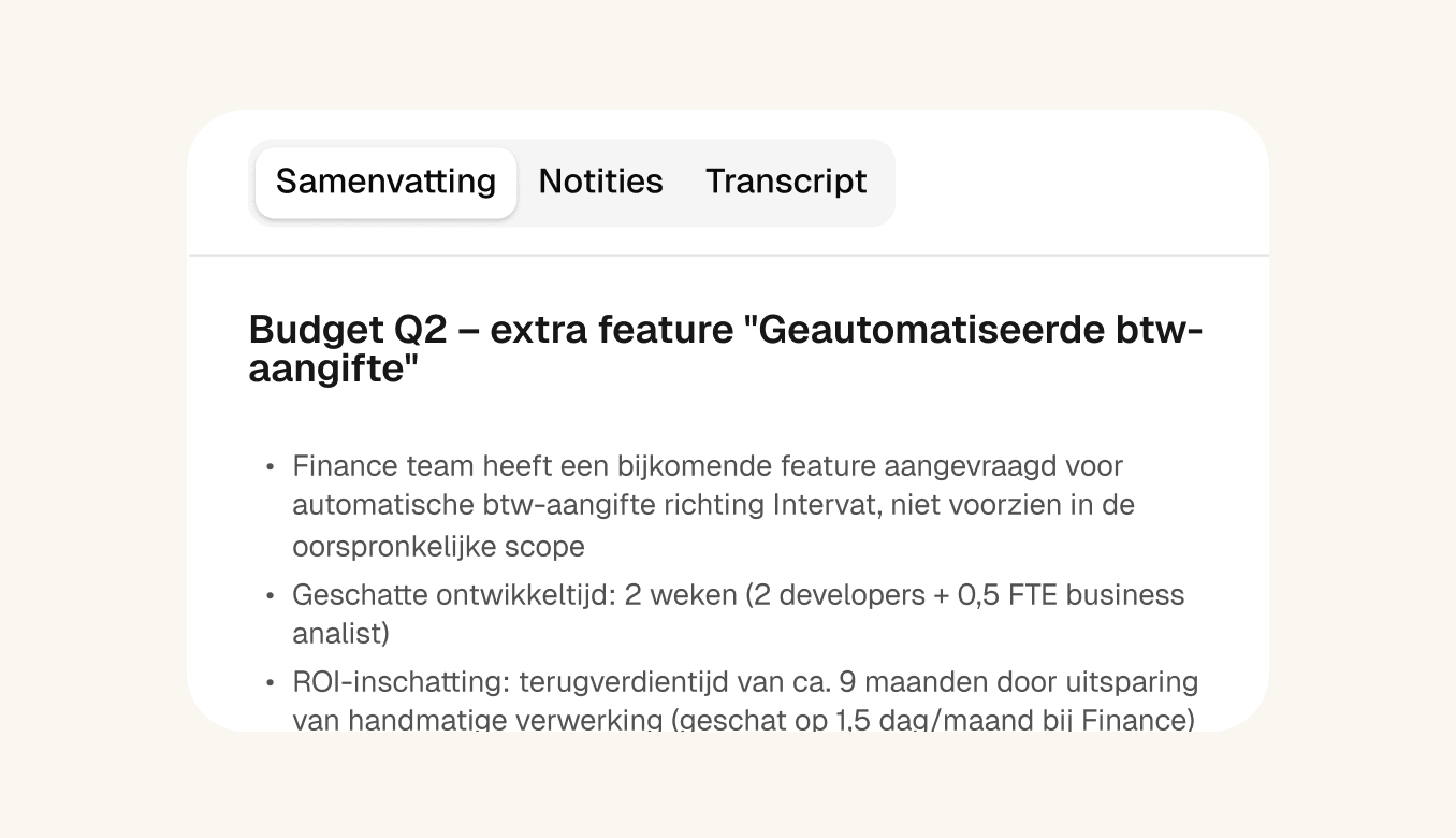 Generieke output van een klassieke transcriptietool