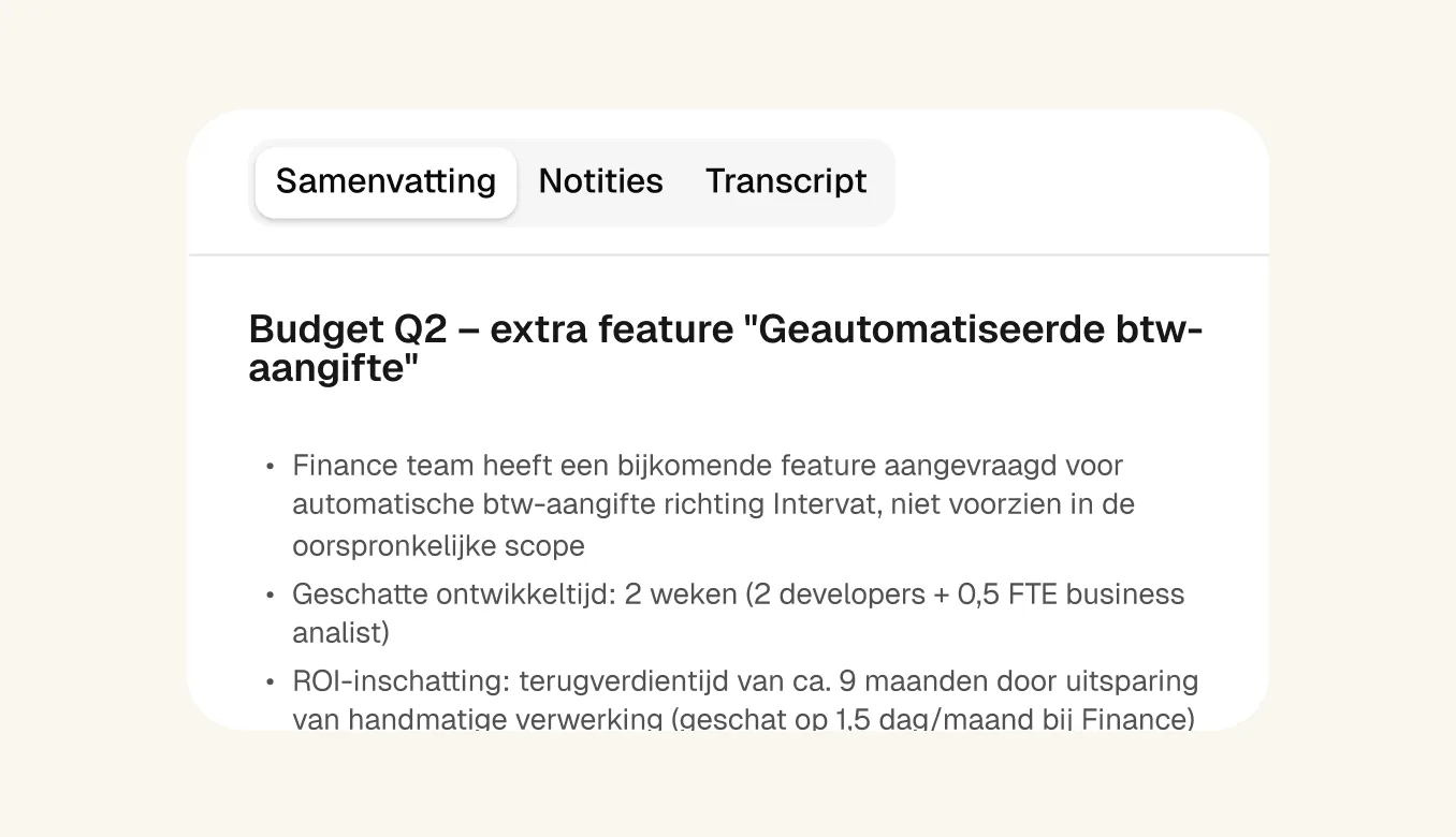 Generieke output van een klassieke transcriptietool